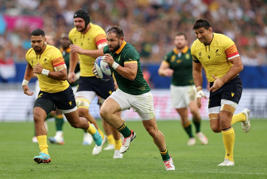 România a fost învinsă de Africa de Sud, scor 0-76, în al doilea meci al grupei B de la Cupa Modnială de rugby. E cea mai mare diferență din actualul turneu și prima partidă în care o echipă nu reușește să înscrie.