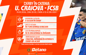 Derby în Oltenia: Craiova – FCSB printre meciurile din Betano Master