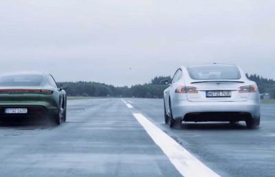 DRAG RACING VIDEO. Cine câștigă superdisputa dintre Tesla Model S P100D și Porsche Taycan Turbo S