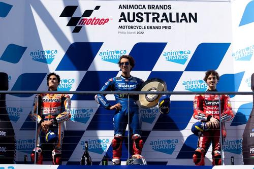 Alex Rins (mijloc) a câștigat Marele Premiu al Australiei.
FOTO: Imago