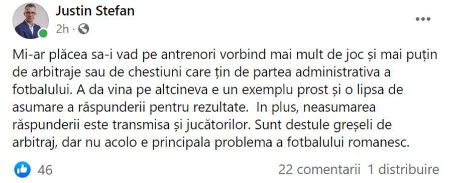 Vocea LPF, mesaj frontal pentru „certăreții” din Liga 1: „Mi-ar plăcea sa-i vad pe antrenori vorbind mai mult de joc și mai puțin de arbitraje”