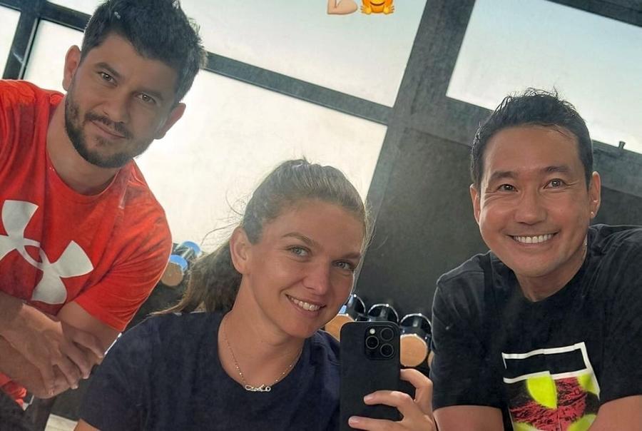 Sabin Topală, Simona Halep și Yutaka Nakamura (de la stânga la dreapta) / FOTO: Instagram Simona Halep are o nouă „casă”: „A început să îmi placă mult. În România vin de câte ori am ocazia”