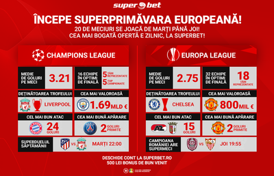 Supersăptămâna europeană! Meciurile pe care abia așteptai să le prinzi pe superbiletele tale!