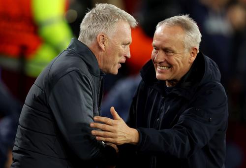 Christian Streich (dreapta), alături de David Moyes înainte de West Ham - Freiburg 2-0, în Europa League 2023-2024 Foto: Guliver/GettyImages