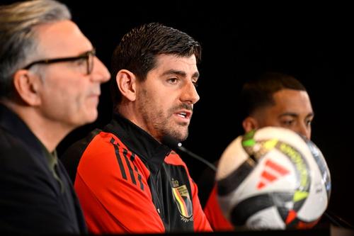 Thibaut Courtois, marți, în fața jurnaliștilor belgieni / Foto: Imago