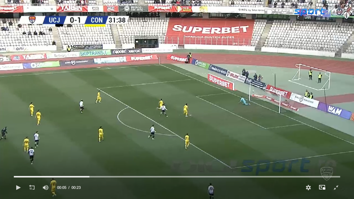 U Cluj - Concordia Chiajna - gol Ispas, gafă Aldescu // capturi @Digi Sport