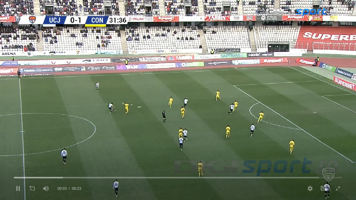 U Cluj - Concordia Chiajna - gol Ispas, gafă Aldescu // capturi @Digi Sport