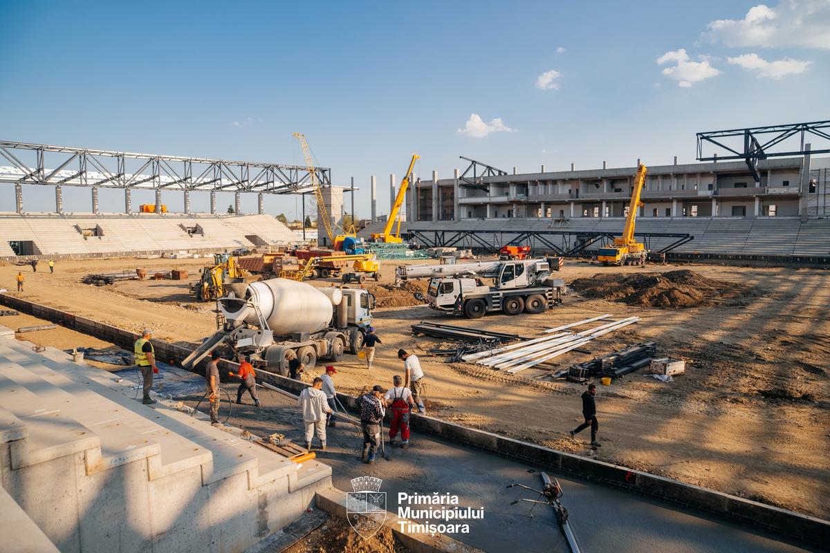 Stadiul lucrărilor la Stadionul Eroii Timișoarei - aprilie 2026