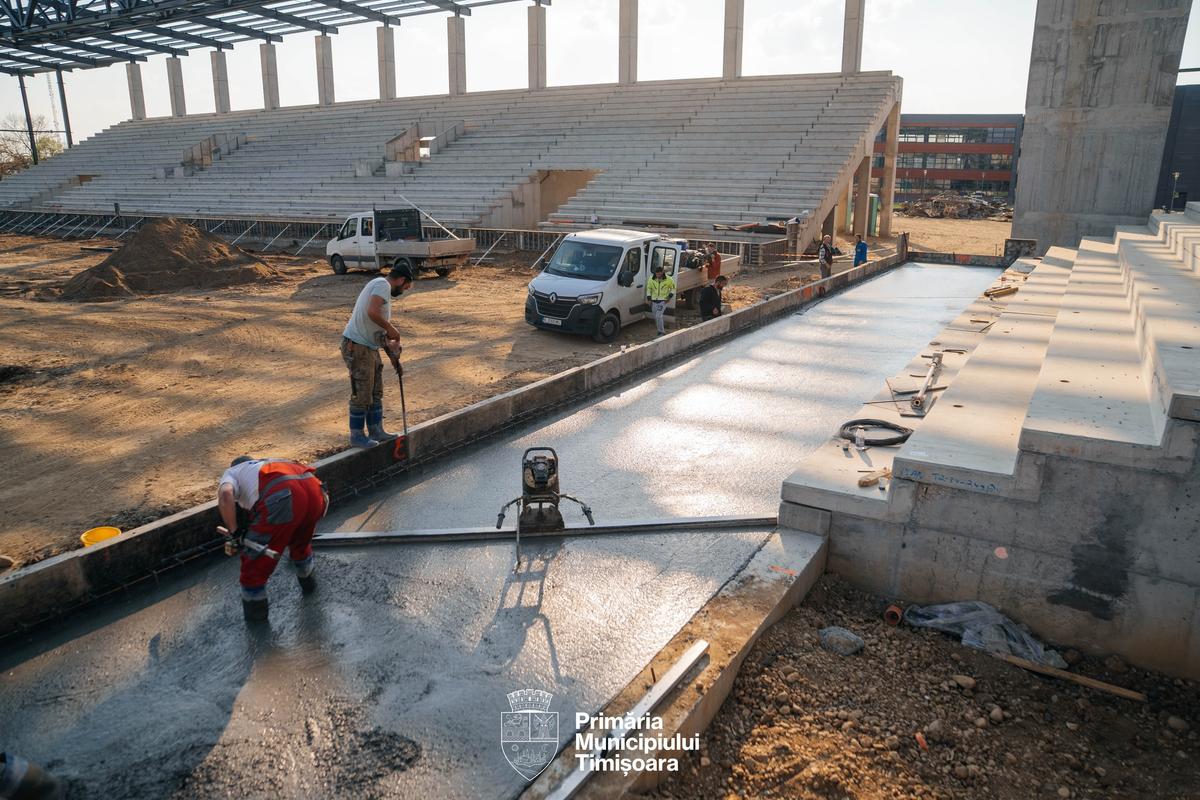Stadiul lucrărilor la Stadionul Eroii Timișoarei - aprilie 2026