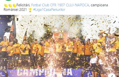 LPF a comis-o! Gafă antologică în mesajul de felicitare pentru campioana CFR Cluj