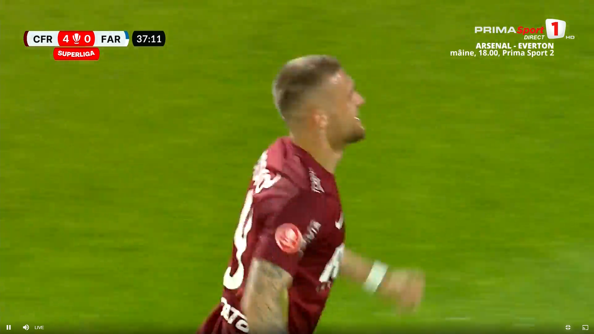 Daniel Bîrligea, gol superb în CFR Cluj - Farul