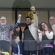 Teodora Becali, Mihai Mincu, Gigi Becali, la FCSB - U Craiova 1-0. Foto: Ionuț Iordache (GSP.RO)