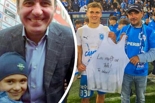 David Matei în două ipostaze: alături de Hagi la începuturile în fotbal și cui tatăl său după cucerirea titlului de campioană cu Craiova. Foto: arhiva personală Paul Matei. Montaj: Diana Vasilescu (GSP)