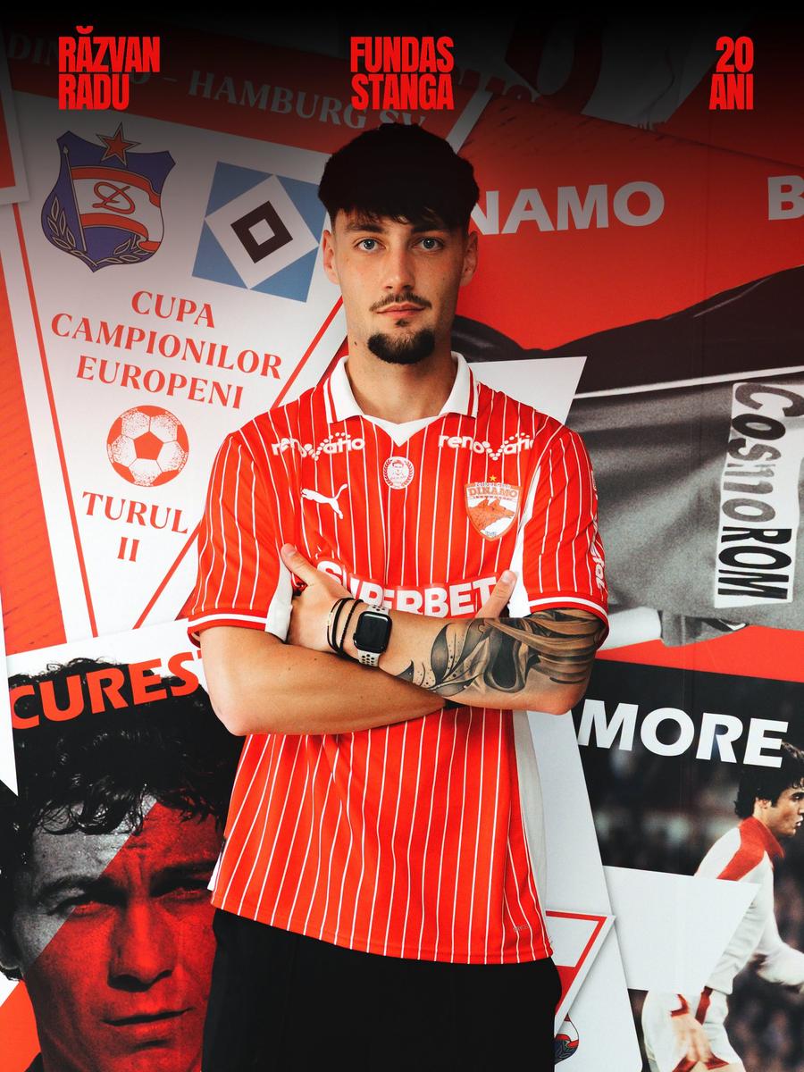 Răzvan Radu, noul transfer de la Dinamo // Sursă foto: Facebook @Dinamo Bucuresti Dinamo și-a prezentat primele 3 transferuri ale verii » Toți au semnat până în 2029