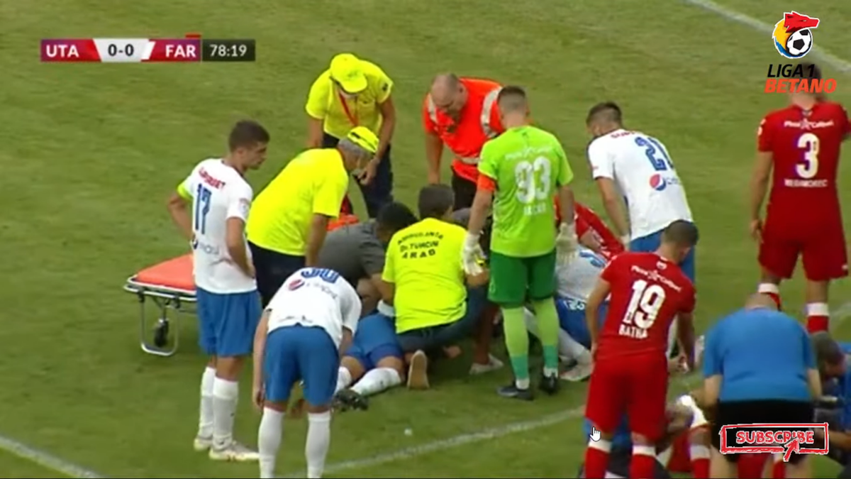 Momente de panică în UTA - Farul » Dănuleasa, inert după o ciocnire violentă! Și-a revenit la urcarea în ambulanță