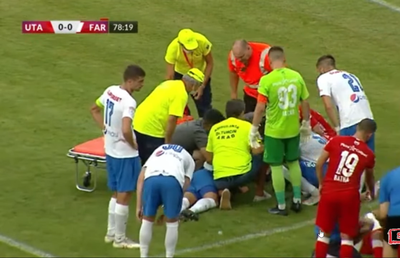 Momente de panică în UTA - Farul » Dănuleasa, inert după o ciocnire violentă! Și-a revenit la urcarea în ambulanță