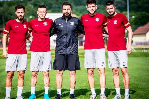 4 dintre cei 5 jucători transferați de Rapid în această vară: Andrei Ciobanu, Valentin Costache, Paul Iacob și Florin Ștefan. Al cincilea este Damien Dussaut // foto: Facebook @ FC Rapid 1923