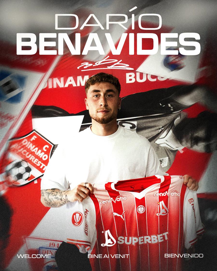 Dario Benavides, prezentat oficial la Dinamo // foto: facebook @FC Dinamo București Dario Benavides, prezentat oficial la Dinamo » Detaliile contractului