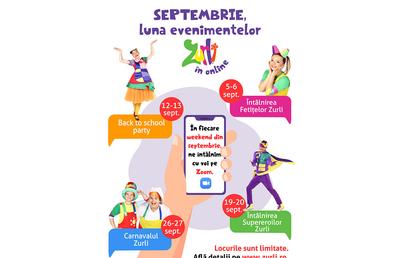 Septembrie este luna evenimentelor Zurli, în online! Gașca Zurli pregătește, zilnic, suprize pentru copii