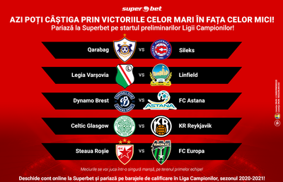 Legia, Celtic și Steaua Roșie încep aventura europeană, dar grupele Ligii Campionilor sunt foarte departe! Pariază la Superbet pe turul 1 preliminar!