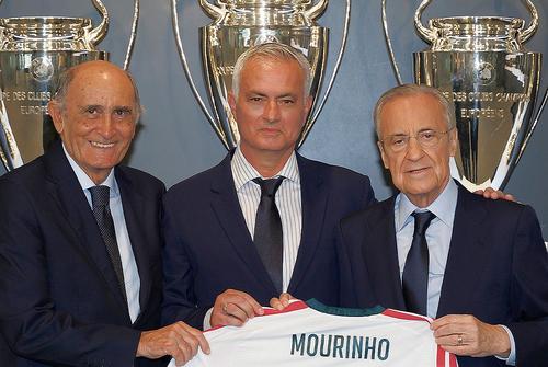 De la stânga la dreapta: Jose Martinez Pirri, Jose Mourinho, Florentino Perez / foto: X @ Real Madrid