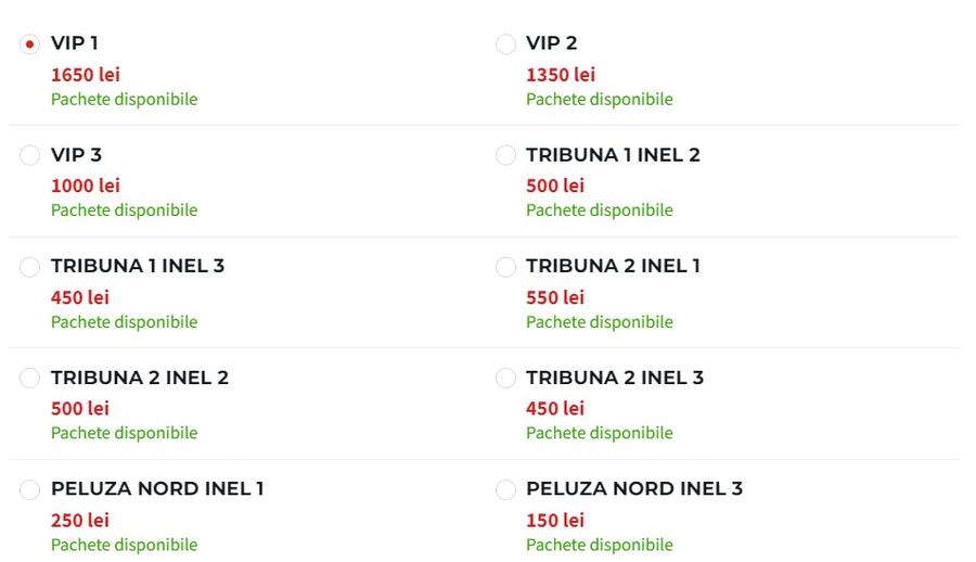 Acestea sunt prețurile pachetelor disponbile online la adresa https://www.bilete-fcsb.ro/main/produs/83 Câte pachete mai sunt disponibile la cele 4 meciuri pe care FCSB le va juca acasă în Europa League