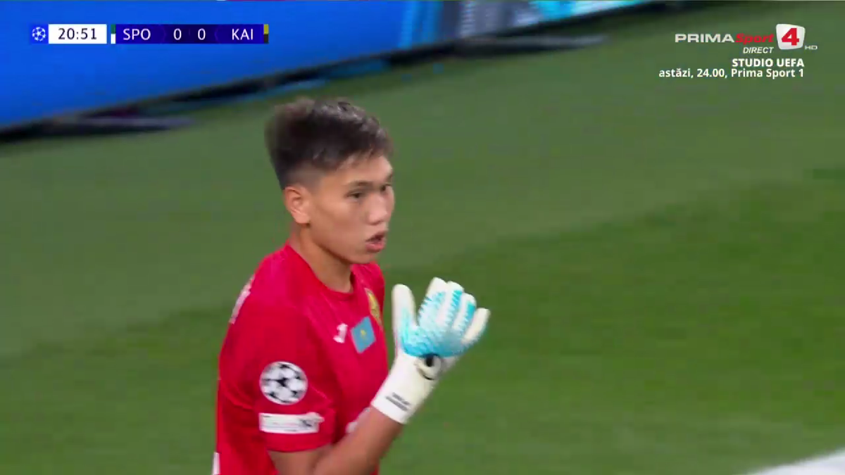 Serkhan Kalmyrza a apărat un penalty în Sporting - Kairat, la debutul în Liga Campionilor