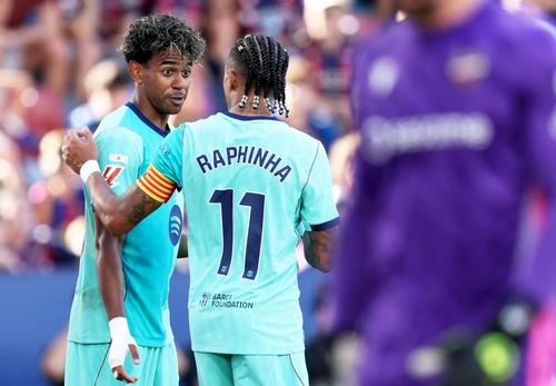 Lamine Yamal, starul Barcelonei, alături de Raphinha / Foto: Guliver/gettyimages
