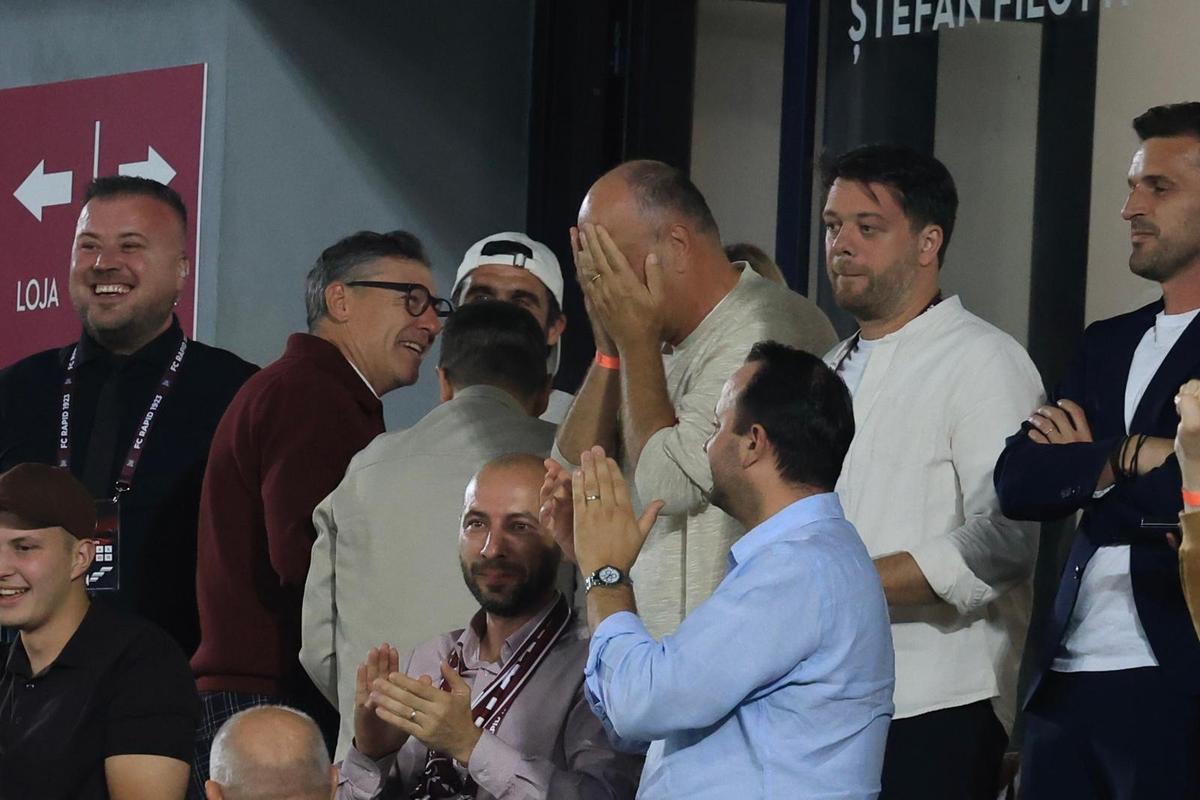 Bucuria din loja lui Șucu după golul fiului în Rapid - FC Argeș