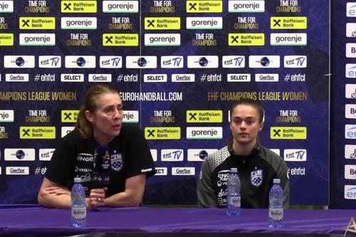 Bojana Popovic și Emma Friis au întârziat la conferința de presă/Foto: captură YouTube (CSM București)