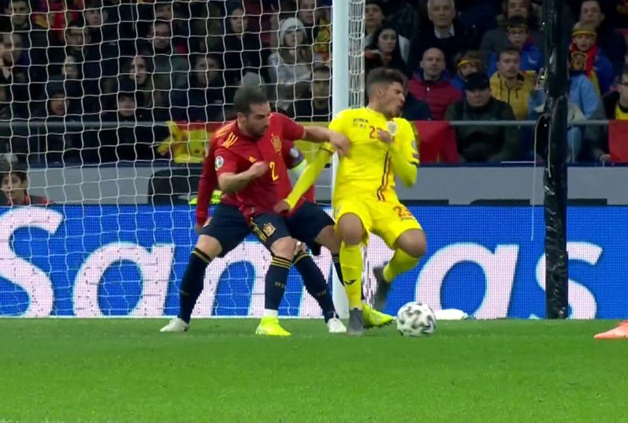 SPANIA - ROMÂNIA // FOTO Penalty refuzat pentru România! Florinel Coman, faultat în careu de Dani Carvajal