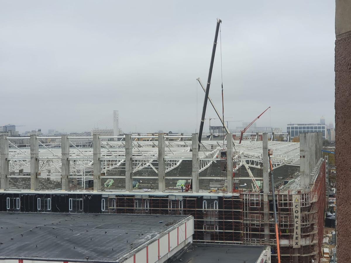 FOTO EXCLUSIV. Cum arată stadionul Giulești la final de 2020: structura acoperișului e aproape finalizată