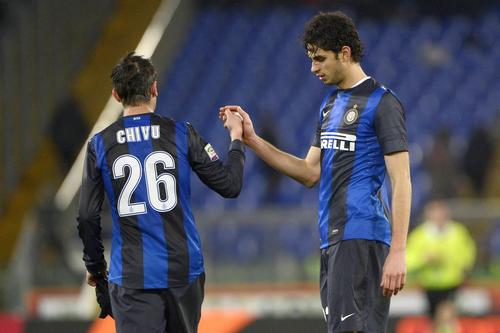 Cristi Chivu și Andrea Ranocchia în ianuarie 2013, într-un meci AS Roma - Inter / Foto: Imago