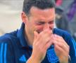 Lionel Scaloni (44 de ani), selecționerul care a adus titlul mondial Argentinei, a plâns ca un copil în timpul festivității de premiere. Și-a găsit cu greu cuvintele și la interviuri.