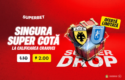 Super Drop într-o zi mare pentru Universitatea Craiova: cotă 2.00 pe Superbet pentru calificare!