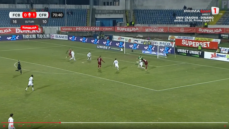 Penalty neacordat pentru CFR Cluj în meciul din deplasare cu FC Botoșani, foto: captură Prima Sport