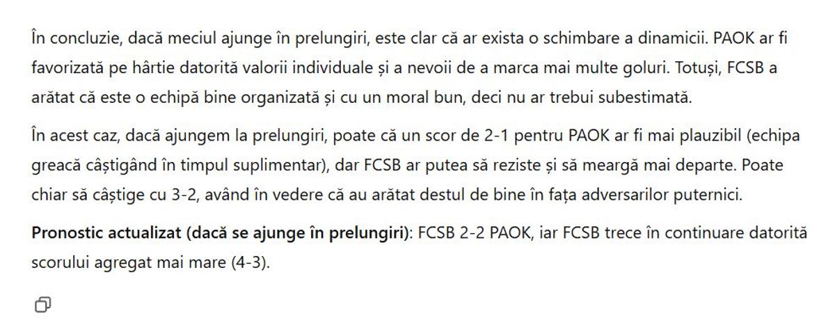 Experiment II: ChatGPT și-a pus „mintea” la contribuție pentru FCSB - PAOK Salonic: ce a ieșit