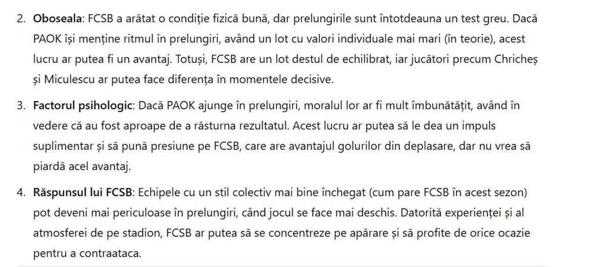 Experiment II: ChatGPT și-a pus „mintea” la contribuție pentru FCSB - PAOK Salonic: ce a ieșit