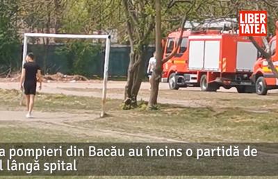7 angajați ISU Bacău au jucat fotbal lângă izoletă în prima zi de Paști
