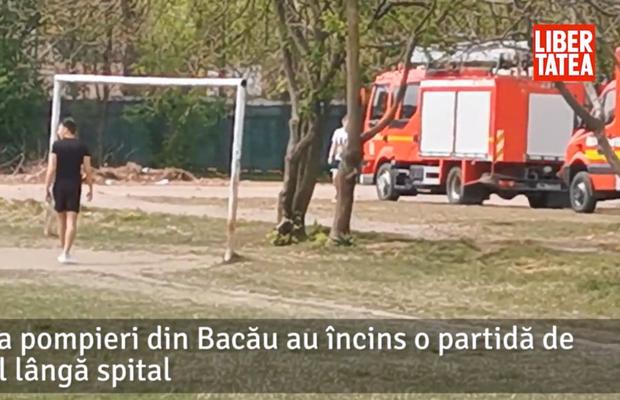 7 angajați ISU Bacău au jucat fotbal lângă izoletă în prima zi de Paști