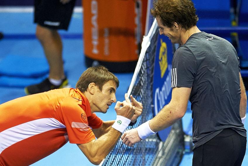 Tommy Robredo și Andy Murray, după finala de la Valencia, din 2004 / Sursă foto: Guliver/Getty Images