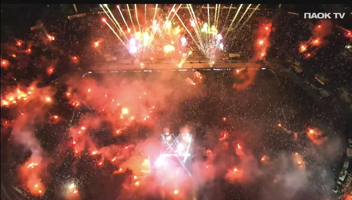 Imagini COPLEȘITOARE de pe Toumba, de la petrecerea de titlu a lui PAOK » Mircea Lucescu, alături de Răzvan
