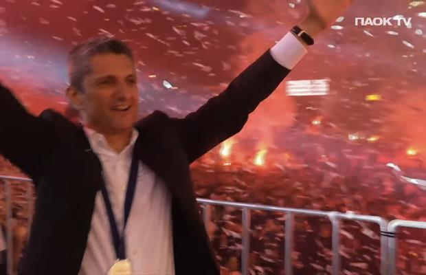 Imagini COPLEȘITOARE de pe Toumba, de la petrecerea de titlu a lui PAOK » Mircea Lucescu, alături de Răzvan