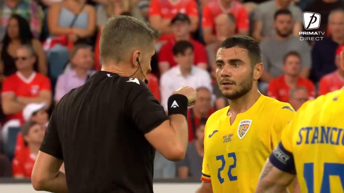 FOTO Elveția - România, fault la Screciu, Iordănescu a cerut roșu 19.06.2023