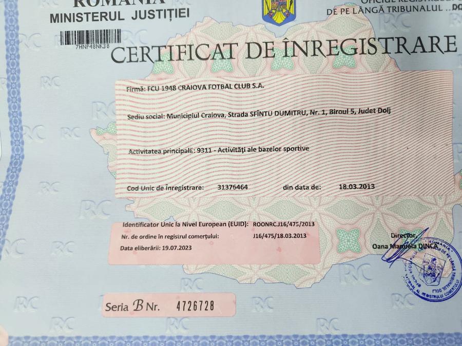 FOTO: Facebook @/adrianmititelu.1968 Adrian Mititelu a schimbat numele clubului: „Să fie lucrurile clare!” » Ce apare pe certificatul de înregistrare