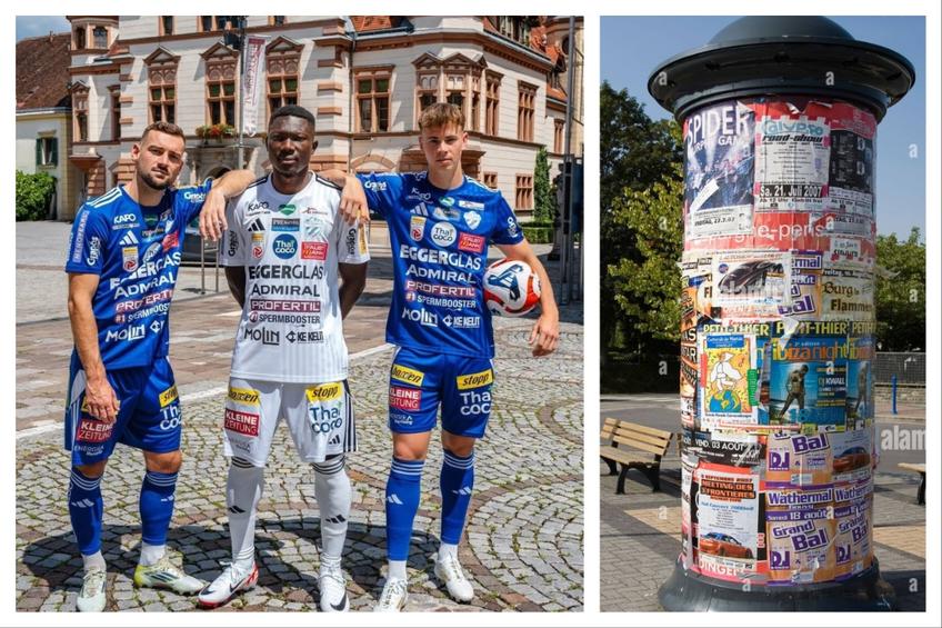 Echipamentul lui Hartberg, precum un stâlp stradal pentru reclame // foto: Facebook TSV Hartberg