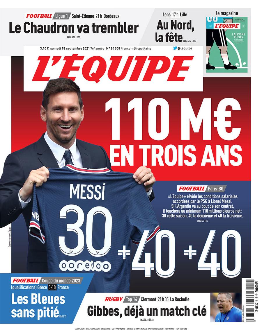 Prima pagină din L`Equipe care i-a enervat pe șefii lui PSG PSG atacă L'Equipe în cazul Messi: „Nu putem accepta așa ceva pe prima pagină!”