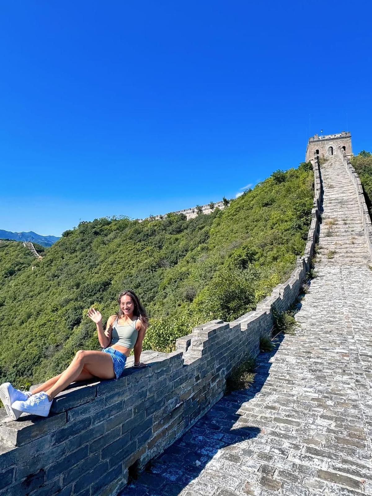 Qinwen Zheng, imagini de la Marele Zid Chinezesc