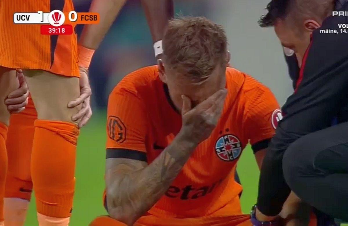 Drăguș „s-a rupt” după 38 de minute! Dublă-lovitură, pentru FCSB și Hagi