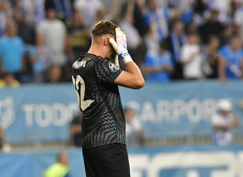 Ștefan Târnovanu, după golul de 4-0 din Universitatea Craiova - FCSB / Foto: Cristi Preda (GSP)